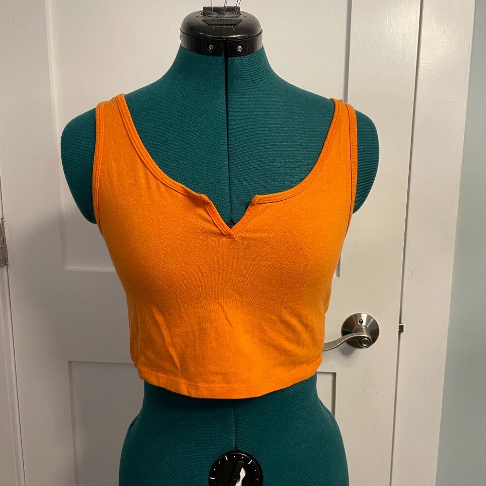 Women's Simple Cropped Orange Tank Top